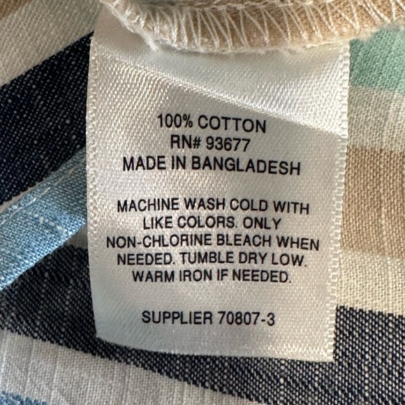 a.n.a Blue, Cream, Aqua, White Striped Tank Top Open Back Cotton Small Boho Chic - Picture 7 of 7